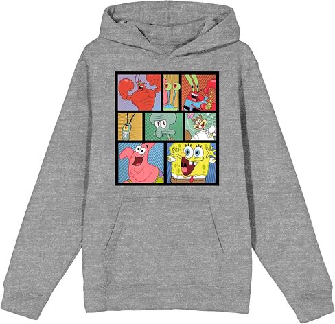 Spongebob Squarepants Character Block Long Sleeve Athletic Heather Adult Hooded Sweatshirt in Saudi Arabia