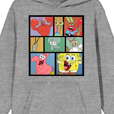 Spongebob Squarepants Character Block Long Sleeve Athletic Heather Adult Hooded Sweatshirt in Saudi Arabia