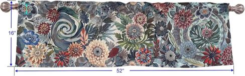 Bohemian Floral Dahlia Scroll Paisley Window Curtain Valance Boho for Decorative Privacy Rod Pocket 52 X 16 Inches in Kuwait