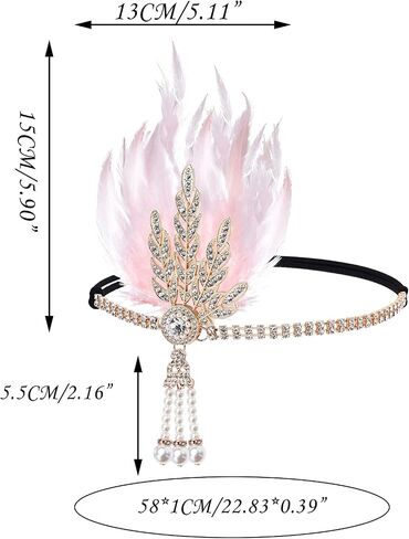 1920s Flapper Headband Black Feather Headpiece Gatsby Style Headband Vintage Headpiece Cocktail Party Roaring 20s Accessories for Women and Girls in Saudi Arabia