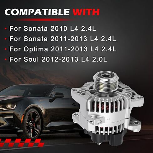 11491 Alternator for Sonata 2010 L4 2.4L, for Sonata 2011-2013 L4 2.4L, for Optima 2011-2013 L4 2.4L, Replace OE TG11C087, 373002G150, 373002G400 in Saudi Arabia