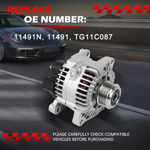11491 Alternator for Sonata 2010 L4 2.4L, for Sonata 2011-2013 L4 2.4L, for Optima 2011-2013 L4 2.4L, Replace OE TG11C087, 373002G150, 373002G400 in Saudi Arabia