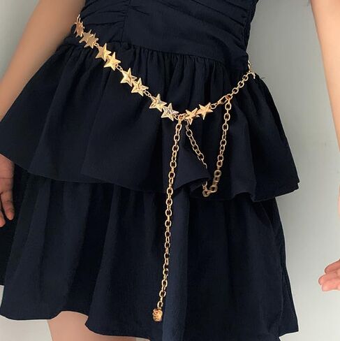 Chain Belt Silver Waist Chain for Women Western Metal Belt Gold Sun Moon Waist Belts for Dresses Jeans Belts in Saudi Arabia