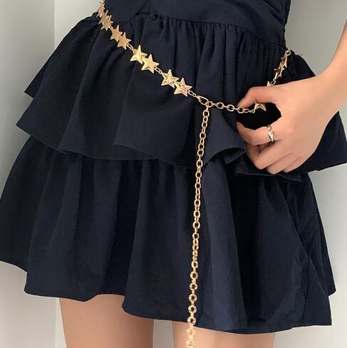 Chain Belt Silver Waist Chain for Women Western Metal Belt Gold Sun Moon Waist Belts for Dresses Jeans Belts in Saudi Arabia