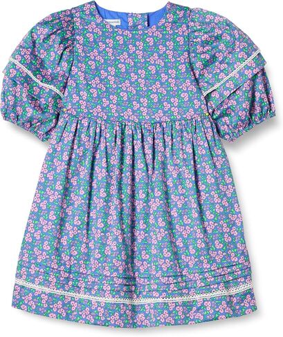 Amazon Essentials Girls 100% Cotton Puff-Sleeve Fit & Flare Dress in Saudi Arabia