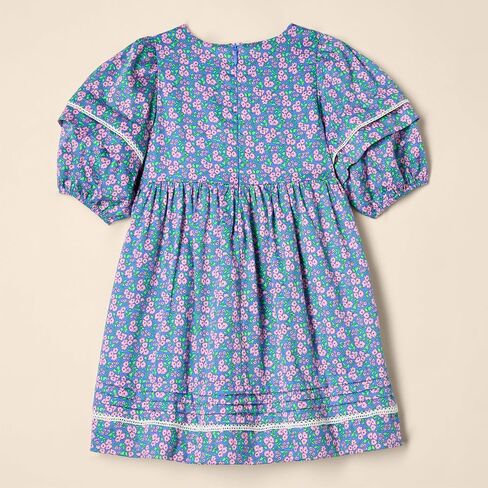 Amazon Essentials Girls 100% Cotton Puff-Sleeve Fit & Flare Dress in Saudi Arabia