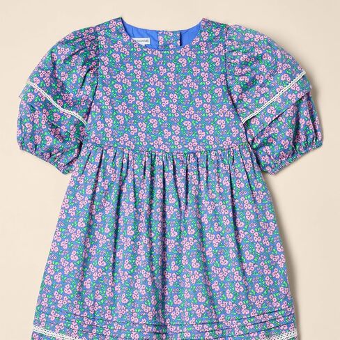 Amazon Essentials Girls 100% Cotton Puff-Sleeve Fit & Flare Dress in Saudi Arabia