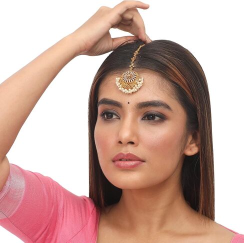 Tarinika Antique Gold Plated Vasudeva Maangtika with Peacock Design - Indian Mang Tika for Women and Girls - Perfect for Ethnic Occasions | Bollywood Maang Tikka | 1 Year Warranty* in Kuwait