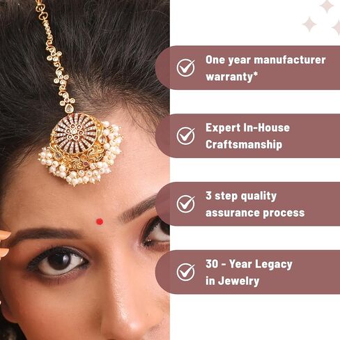 Tarinika Antique Gold Plated Vasudeva Maangtika with Peacock Design - Indian Mang Tika for Women and Girls - Perfect for Ethnic Occasions | Bollywood Maang Tikka | 1 Year Warranty* in Kuwait
