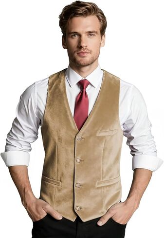 Wehilion الرجال البدلة سترة سليم صالح اللباس البدلة سترة المخملية صدرية كامل الظهر الخامس الرقبة-bk XXXL الأسود in Kuwait