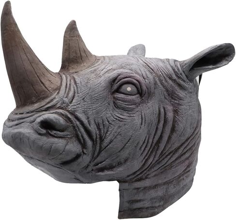 Realistic Rhinoceros Mask,Latex Spoof Rhino Head Mask,Unisex Adults Animal Masks Costume for Halloween Cosplay Animal Party,Funny Rhino Outfit in Saudi Arabia