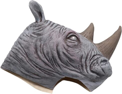 Realistic Rhinoceros Mask,Latex Spoof Rhino Head Mask,Unisex Adults Animal Masks Costume for Halloween Cosplay Animal Party,Funny Rhino Outfit in Saudi Arabia