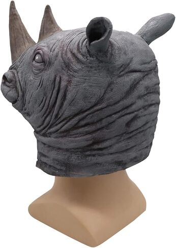 Realistic Rhinoceros Mask,Latex Spoof Rhino Head Mask,Unisex Adults Animal Masks Costume for Halloween Cosplay Animal Party,Funny Rhino Outfit in Saudi Arabia