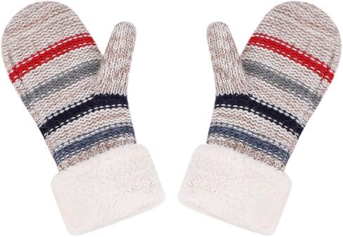 XGOPTS Womens Thick Fuzzy Lined Mitten Gloves Winter Warmer Thermal Fleece Lining Chunky Cable Knit Gloves Hand Warmers in Saudi Arabia