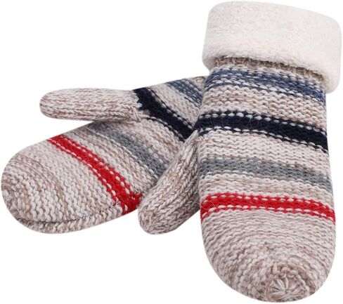 XGOPTS Womens Thick Fuzzy Lined Mitten Gloves Winter Warmer Thermal Fleece Lining Chunky Cable Knit Gloves Hand Warmers in Saudi Arabia