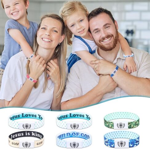 2Pcs Daily Bible Verse Bracelets，NFC Jesus Christian Cross Wristband, Inspirational Faith Spiritual Religious Gift in Kuwait