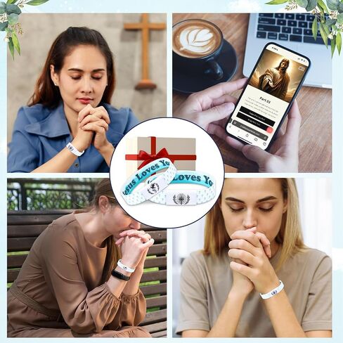 2Pcs Daily Bible Verse Bracelets，NFC Jesus Christian Cross Wristband, Inspirational Faith Spiritual Religious Gift in Kuwait