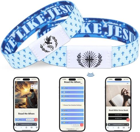 2Pcs Daily Bible Verse Bracelets，NFC Jesus Christian Cross Wristband, Inspirational Faith Spiritual Religious Gift in Saudi Arabia