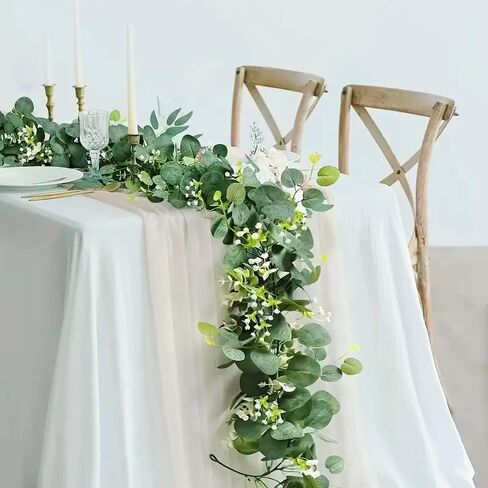 Faux Eucalyptus Garland, 5.9ft Faux Eucalyptus Greenery Garland Vines for Table Wedding Backdrop Arch Wall Party Mantle Festival Decor in Saudi Arabia