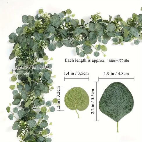 Faux Eucalyptus Garland, 5.9ft Faux Eucalyptus Greenery Garland Vines for Table Wedding Backdrop Arch Wall Party Mantle Festival Decor in Saudi Arabia