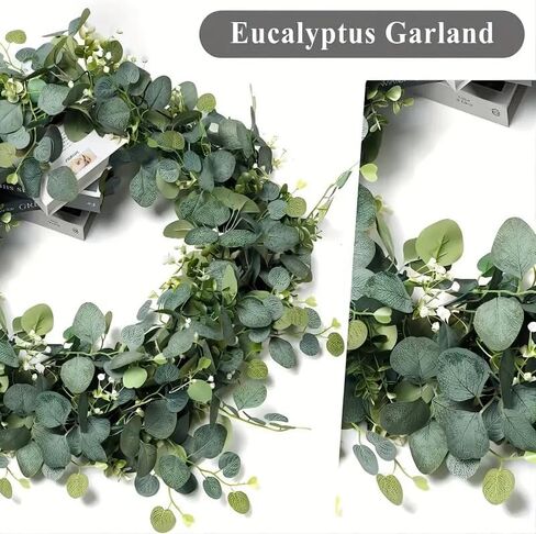 Faux Eucalyptus Garland, 5.9ft Faux Eucalyptus Greenery Garland Vines for Table Wedding Backdrop Arch Wall Party Mantle Festival Decor in Saudi Arabia