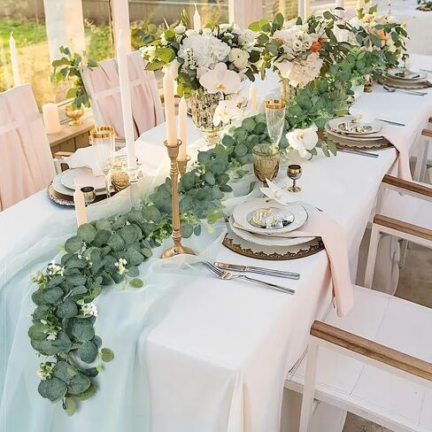 Faux Eucalyptus Garland, 5.9ft Faux Eucalyptus Greenery Garland Vines for Table Wedding Backdrop Arch Wall Party Mantle Festival Decor in Saudi Arabia