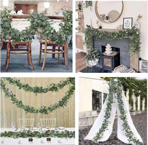 Faux Eucalyptus Garland, 5.9ft Faux Eucalyptus Greenery Garland Vines for Table Wedding Backdrop Arch Wall Party Mantle Festival Decor in Saudi Arabia