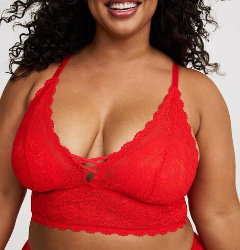 Torrid Women's Plus Size Bra - Lightly Lined Simply Lace XO Front Bralette in Kuwait
