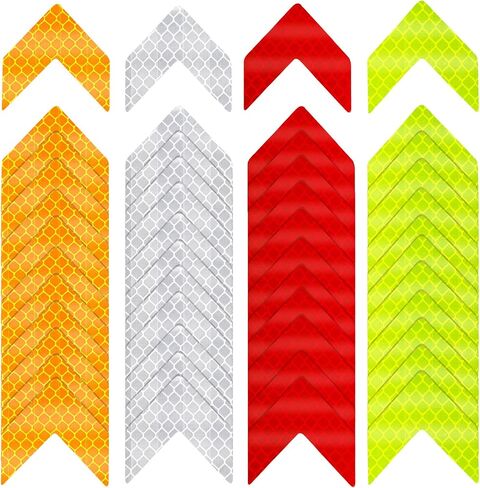 48PCS Reflective Stickers - High-Visibility Arrow Safety Stickers for Helmet, Mailbox, Bike, Car - Waterproof PVC Warning Decals in 4 Colors in Saudi Arabia