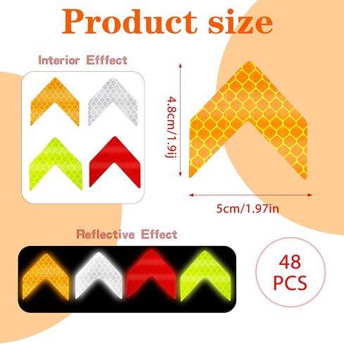 48PCS Reflective Stickers - High-Visibility Arrow Safety Stickers for Helmet, Mailbox, Bike, Car - Waterproof PVC Warning Decals in 4 Colors in Saudi Arabia