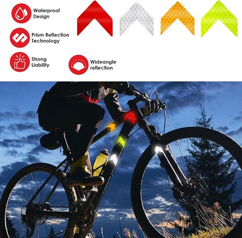 48PCS Reflective Stickers - High-Visibility Arrow Safety Stickers for Helmet, Mailbox, Bike, Car - Waterproof PVC Warning Decals in 4 Colors in Saudi Arabia