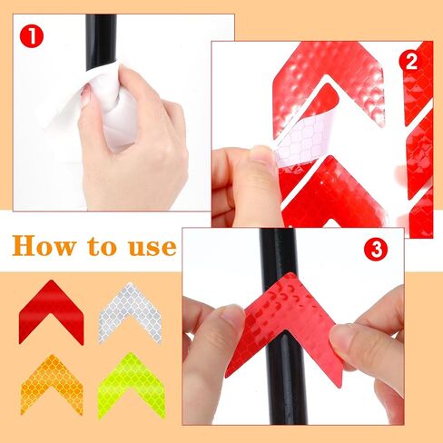 48PCS Reflective Stickers - High-Visibility Arrow Safety Stickers for Helmet, Mailbox, Bike, Car - Waterproof PVC Warning Decals in 4 Colors in Saudi Arabia