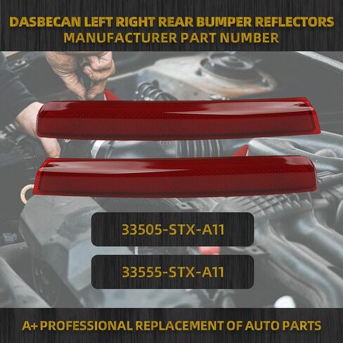 مصباح عاكس المصد الخلفي الأيمن الأيسر من Dasbecan متوافق مع Acura MDX 2010-2013 سائق الركاب الجانبي عاكس الضوء استبدال # 33555-STX-A11 33505-STX-A11 in Saudi Arabia