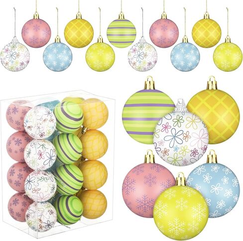 24 Pcs 2.36 Inch Christmas Ball Ornaments Mouse Christmas Tree Ornaments Mouse Balls Plastic Hanging Red Yellow Black White Winter Ornaments for Xmas Trees Holiday Parties Home Decor in Kuwait