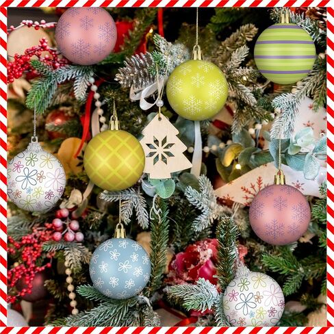 24 Pcs 2.36 Inch Christmas Ball Ornaments Mouse Christmas Tree Ornaments Mouse Balls Plastic Hanging Red Yellow Black White Winter Ornaments for Xmas Trees Holiday Parties Home Decor in Kuwait