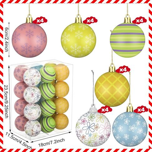 24 Pcs 2.36 Inch Christmas Ball Ornaments Mouse Christmas Tree Ornaments Mouse Balls Plastic Hanging Red Yellow Black White Winter Ornaments for Xmas Trees Holiday Parties Home Decor in Kuwait