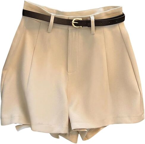 GORGLITTER Women's Dress Shorts Baggy Wide Leg High Waisted Pleated Casual Work Office Trouser Shorts with Belt in Saudi Arabia