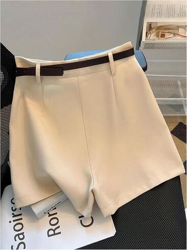 GORGLITTER Women's Dress Shorts Baggy Wide Leg High Waisted Pleated Casual Work Office Trouser Shorts with Belt in Saudi Arabia