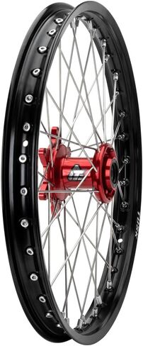 Tusk Impact Complete Wheel - Front 21 x 1.60 Black Rim/Silver Spoke/Red Hub For KTM 530 EXC-R 2008-2011 in Saudi Arabia