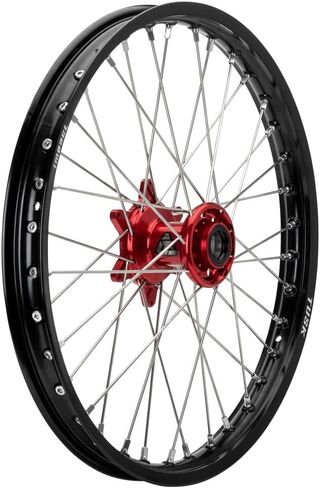 Tusk Impact Complete Wheel - Front 21 x 1.60 Black Rim/Silver Spoke/Red Hub For KTM 530 EXC-R 2008-2011 in Saudi Arabia