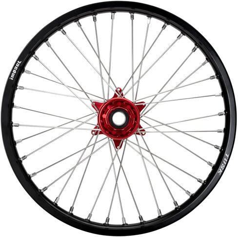 Tusk Impact Complete Wheel - Front 21 x 1.60 Black Rim/Silver Spoke/Red Hub For KTM 530 EXC-R 2008-2011 in Saudi Arabia