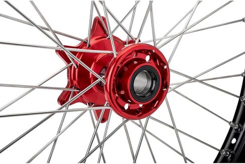 Tusk Impact Complete Wheel - Front 21 x 1.60 Black Rim/Silver Spoke/Red Hub For KTM 530 EXC-R 2008-2011 in Saudi Arabia
