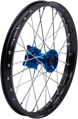 Tusk Impact Complete Wheel - Front 17 x 1.40 Black Rim/Silver Spoke/Blue Hub Compatible with Yamaha YZ85LW 2024-2025/YZ85 2002-2025 in Saudi Arabia