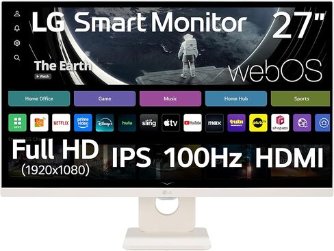 LG 27SR50F 27-inch Smart FHD IPS Monitor, webOS 23, HDR10, Airplay 2, Screen Share, Bluetooth, 5Wx2 Stereo Speaker, Tilt Stand (HDMI, USB Type-A), 2023 in Kuwait
