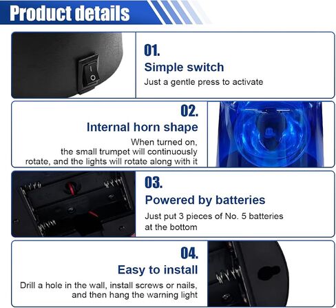 ضوء ستروب LED للسيارة، ضوء كرة ديسكو يدور 360 درجة، مصباح تحذير صفارات الإنذار للسيارة، أضواء شرطة وامضة عالمية للمركبة، المنزل، الحفلات (أزرق) in Saudi Arabia