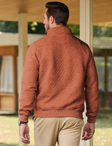 JMIERR Men's Quilted Sweatshirt Casual Long Sleeve Outdoor Stand Collar Quarter-Zip Pullover Sweatshirts in Kuwait