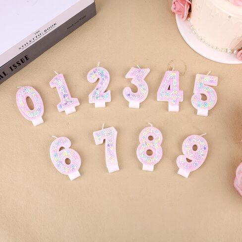 Colorful Macaron Birthday Candles, Sweet Theme Cake Topper Cute Pink Number Candles for Kids Girls Birthday Baby Shower Weddings Party Decorations (Number 7) in Saudi Arabia