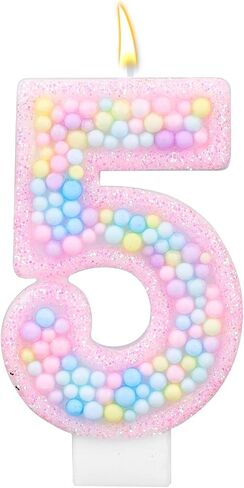 Colorful Macaron Birthday Candles, Sweet Theme Cake Topper Cute Pink Number Candles for Kids Girls Birthday Baby Shower Weddings Party Decorations (Number 7) in Saudi Arabia