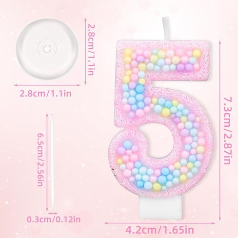 Colorful Macaron Birthday Candles, Sweet Theme Cake Topper Cute Pink Number Candles for Kids Girls Birthday Baby Shower Weddings Party Decorations (Number 7) in Saudi Arabia