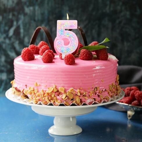 Colorful Macaron Birthday Candles, Sweet Theme Cake Topper Cute Pink Number Candles for Kids Girls Birthday Baby Shower Weddings Party Decorations (Number 7) in Saudi Arabia